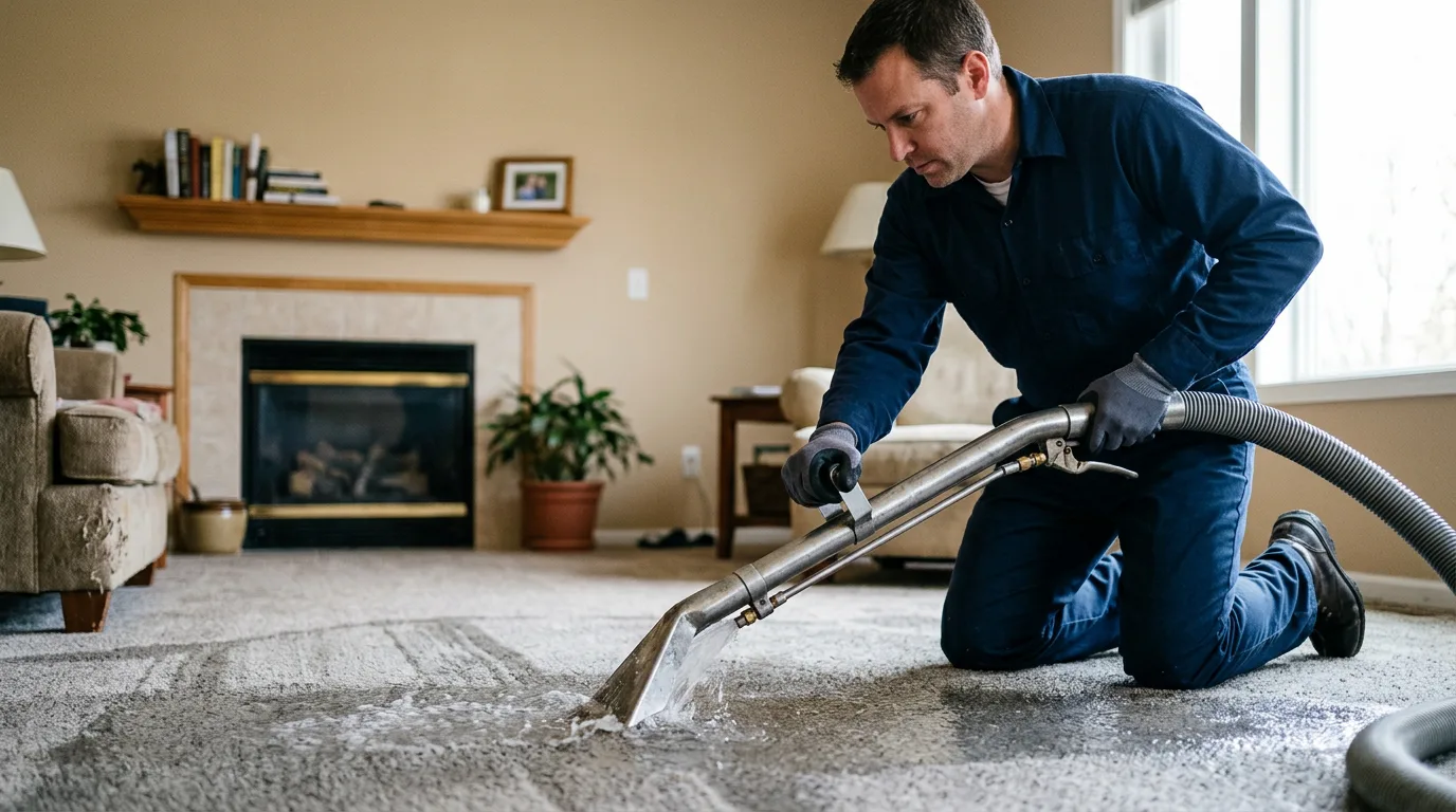 Water damage restoration technician working near Wheaton, MO